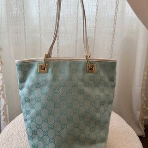 Gucci vintage GG canvas Bucket bag baby blue